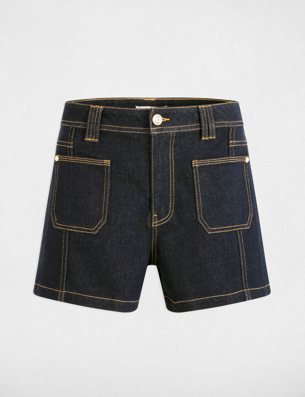 Short vaquero talle alto denim crudo mujer