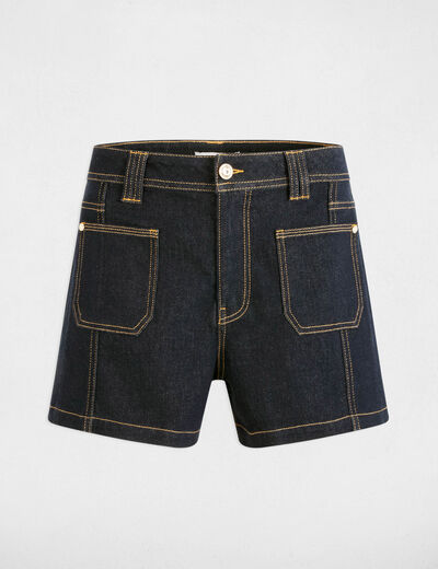Short vaquero talle alto denim crudo mujer