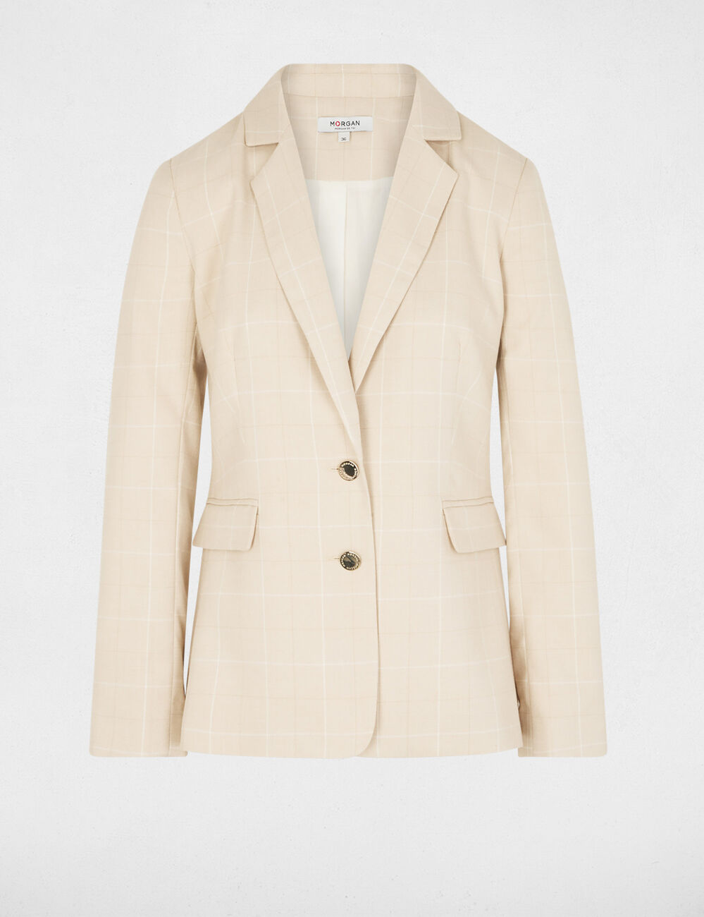 Blazer con cuello de solapa beige mujer