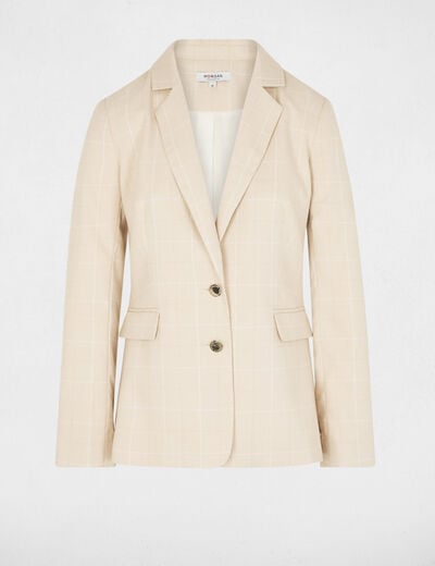 Blazer con cuello de solapa beige mujer