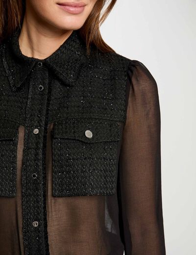 Camisa manga larga negro mujer