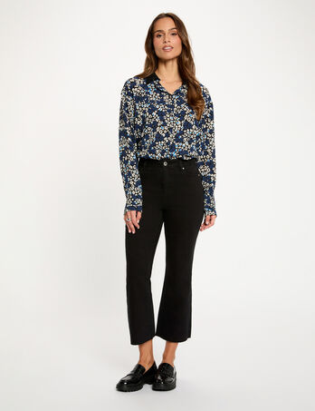 Vaqueros flare 7/8 negro mujer