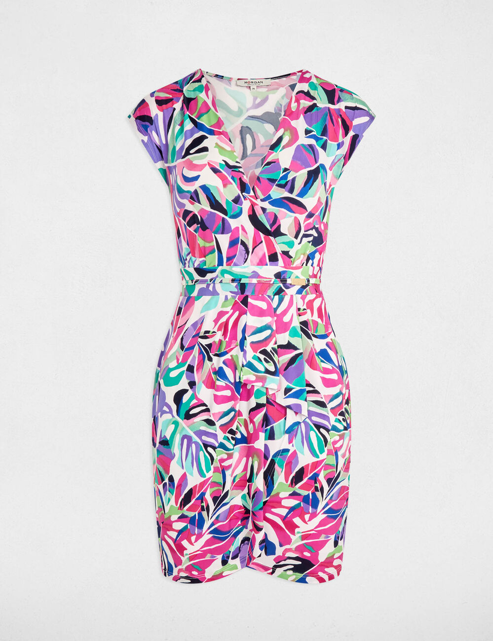 Vestido corto estampado multicolor mujer