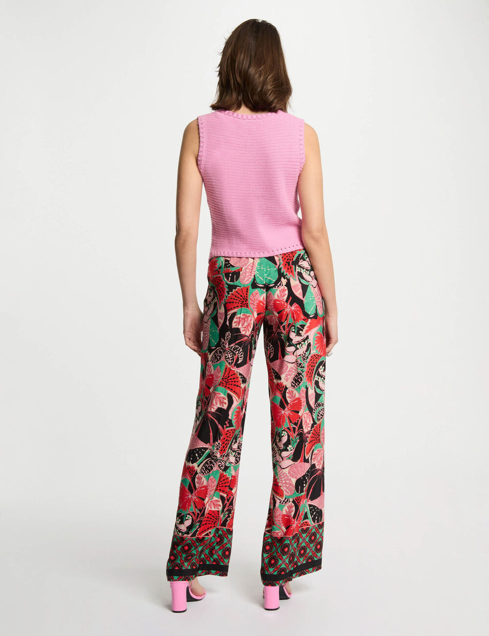 Pantalón pernera ancha multicolor mujer
