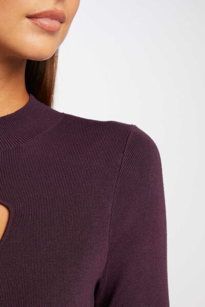 Jersey manga larga con abertura ciruela mujer