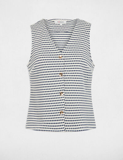 Top sin mangas estampado azul marino mujer