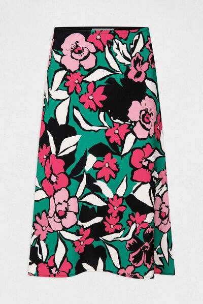 Falda evasé estampado floral multicolor mujer