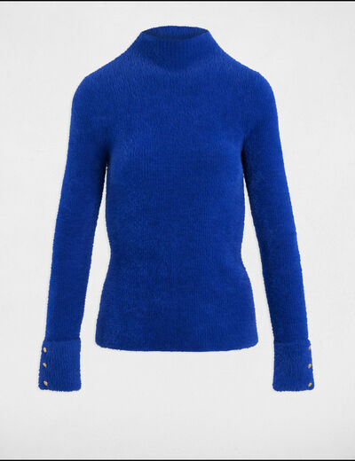 Jersey manga larga punto aterciopelado azul mujer