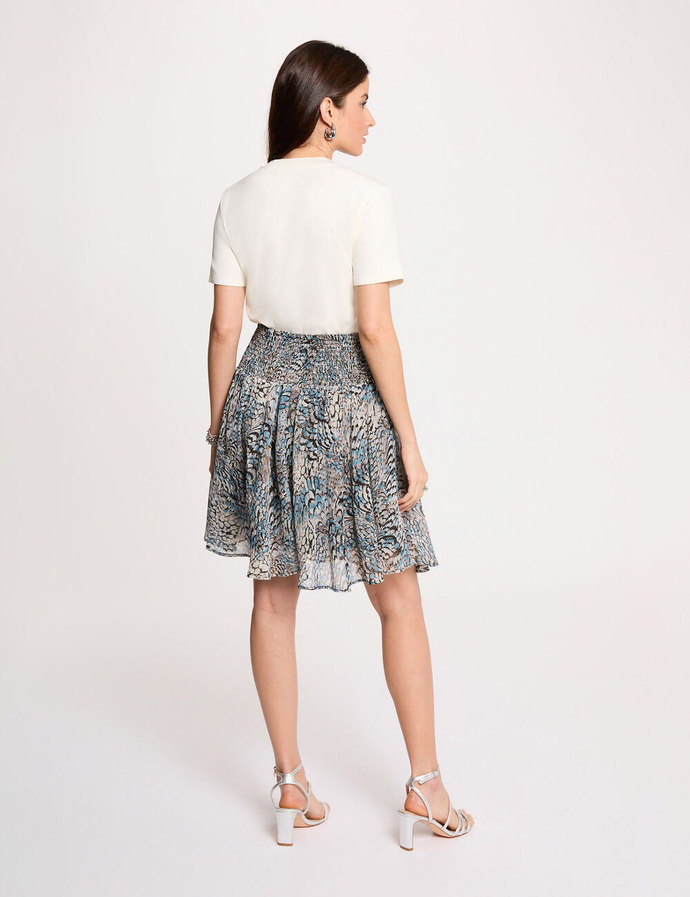 Falda corta de patinadora multicolor mujer