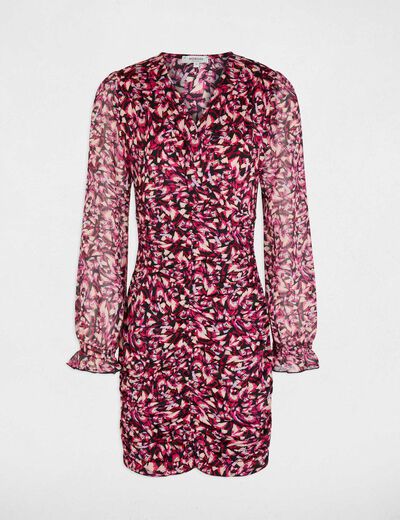Vestido cruzado mangas 3/4 multicolor mujer