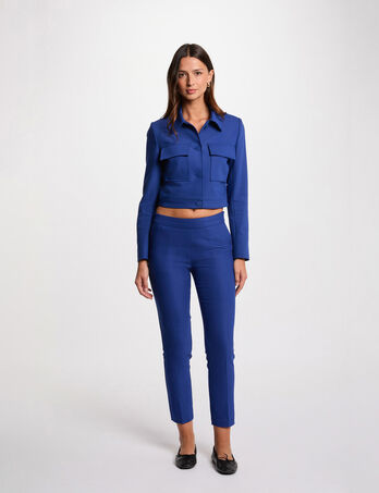 Pantalón cigarette estilo corto azul eléctrico mujer