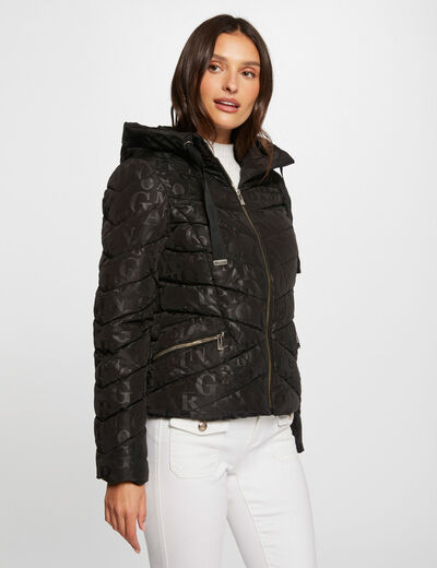 Plumón estampado monogram negro mujer