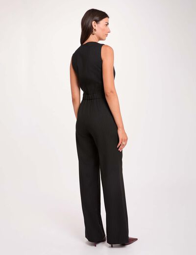 Mono fluido con cuello en V negro mujer