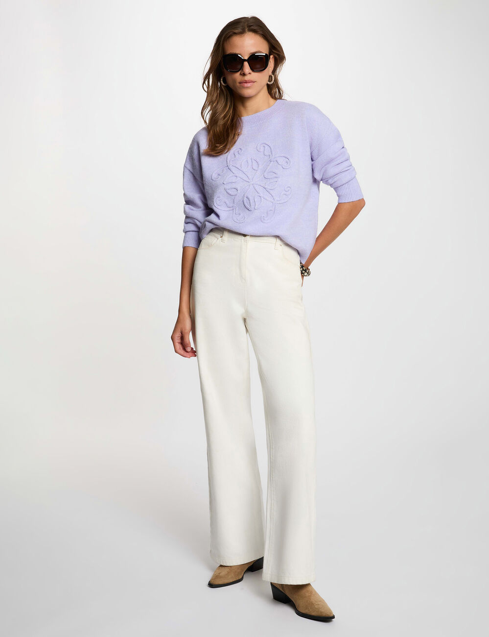 Jersey cuello redondo morado mujer