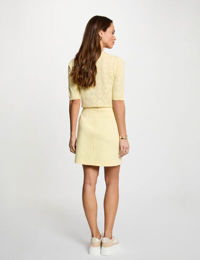 Falda corta con botones amarillo claro mujer