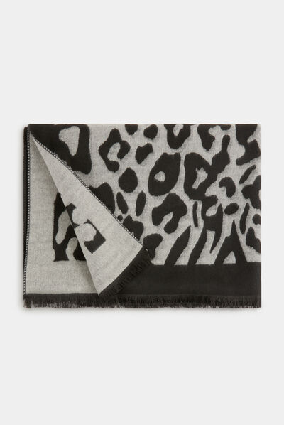 Bufanda con estampado animal negro mujer