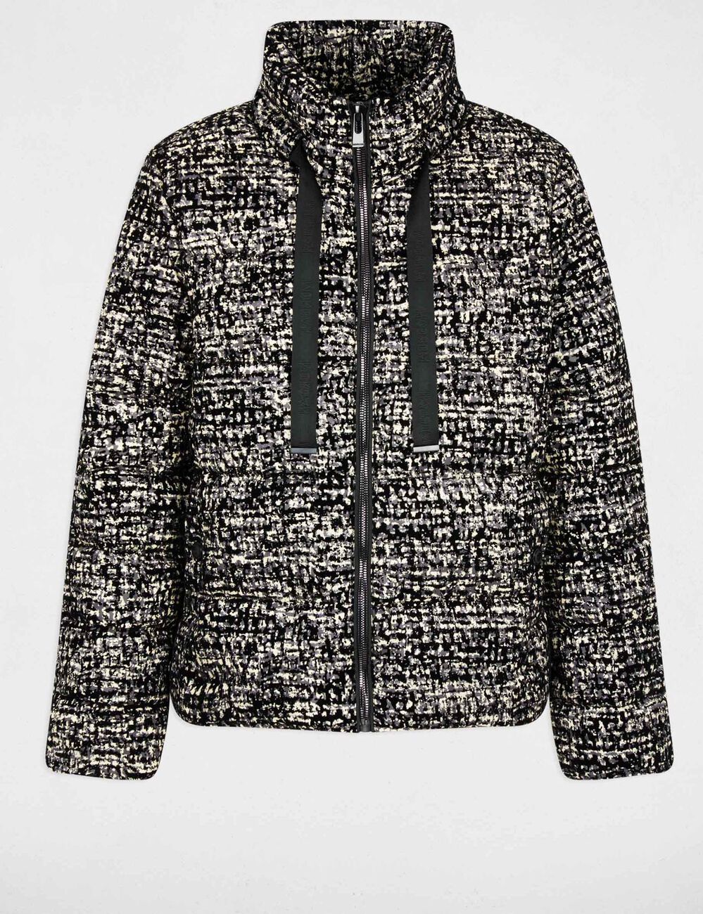 Chaqueta tweed con cuello alto multicolor mujer