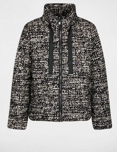 Chaqueta tweed con cuello alto multicolor mujer