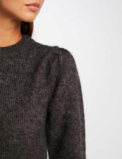 Jersey manga larga con cuello redondo gris anthracite mujer