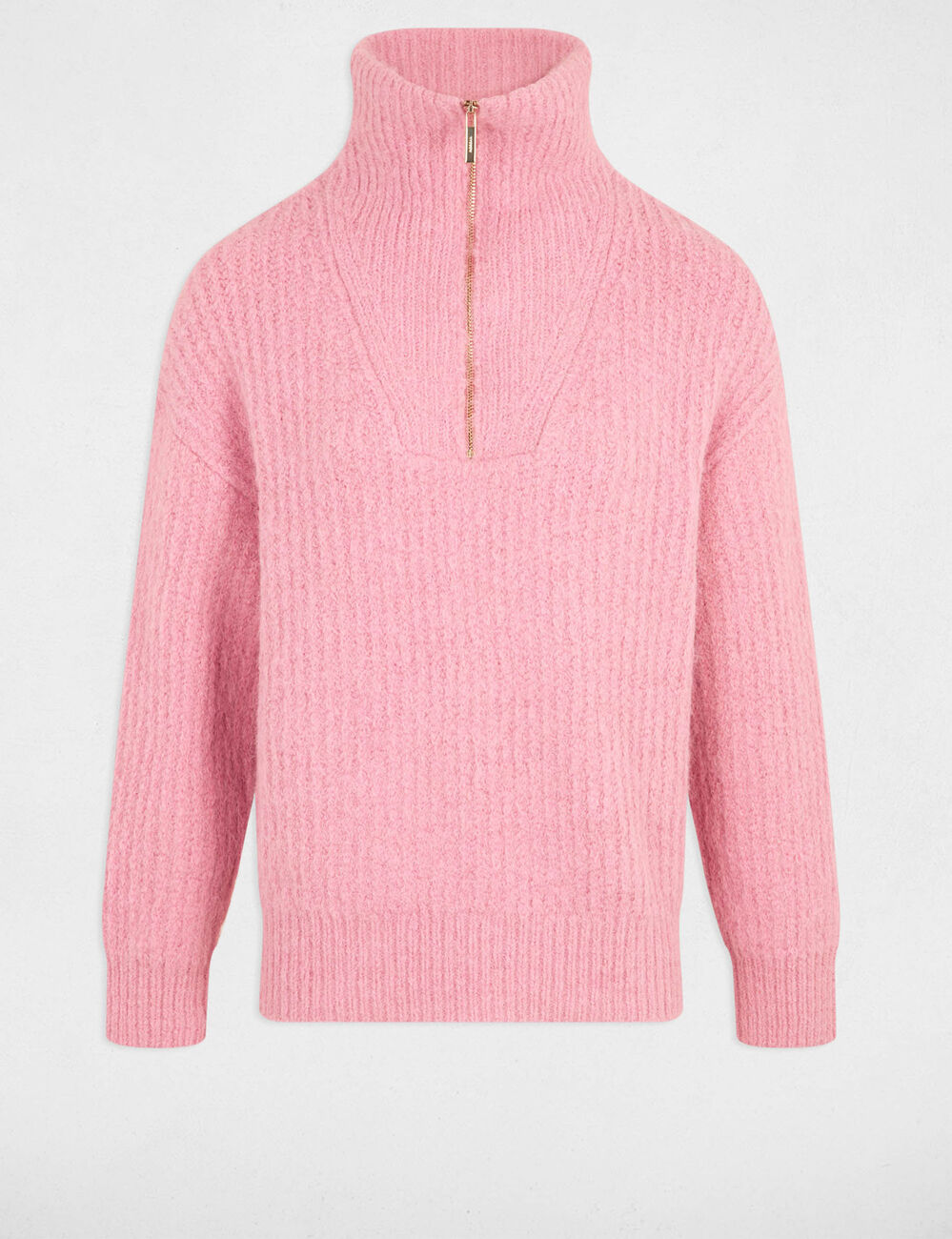Jersey cuello camionero rosa envejecido mujer