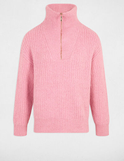 Jersey cuello camionero rosa envejecido mujer