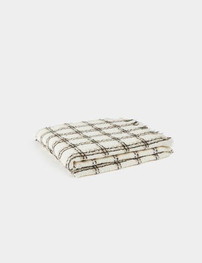 Bufanda con estampado de cuadros beige mujer
