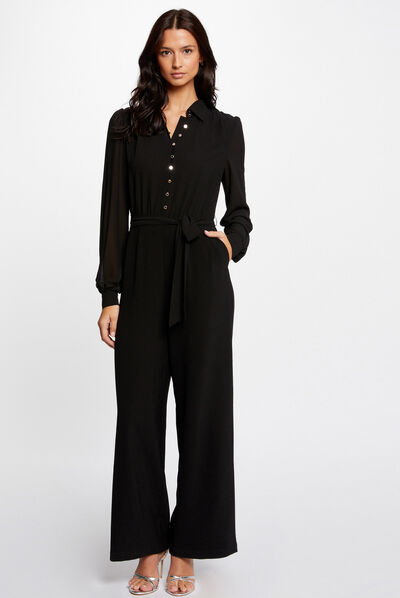 Mono largo pernera ancha con cintur¿n negro mujer