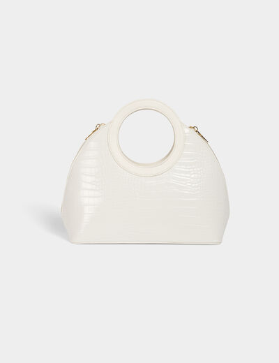 Bolso de mano cocodrilo blanco mujer