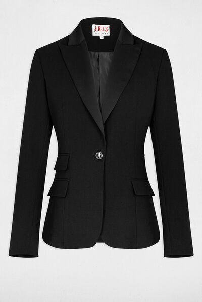 Americana de esmoquin cuello de sat¿n negro mujer