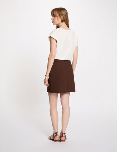 Camiseta bordado rostro blanco mujer