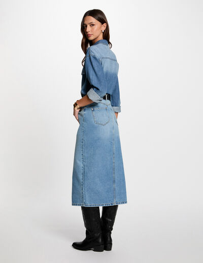 Chaqueta de vaquero recta denim stone mujer