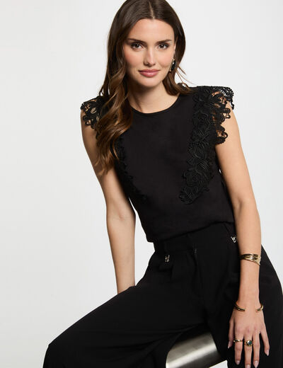 Camiseta manga corta negro mujer
