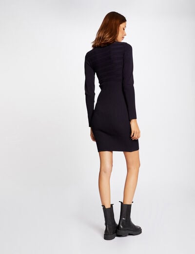 Vestido ajustado con cuello de tortuga azul marino mujer