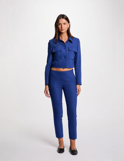 Pantalón cigarette estilo corto azul eléctrico mujer
