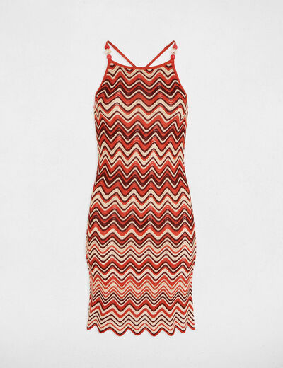Vestido corto de punto con chevron marr&oacute;n co&ntilde;ac mujer