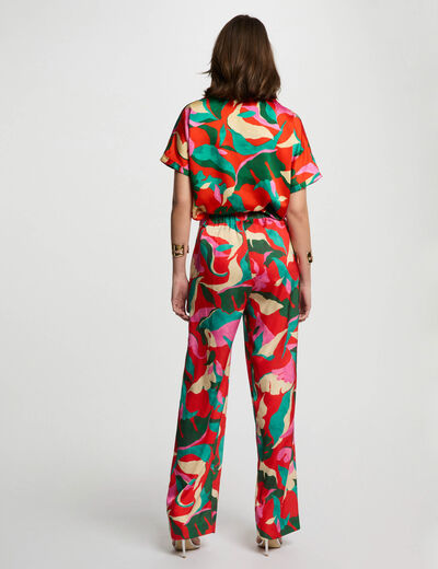 Camisa manga corta multicolor mujer