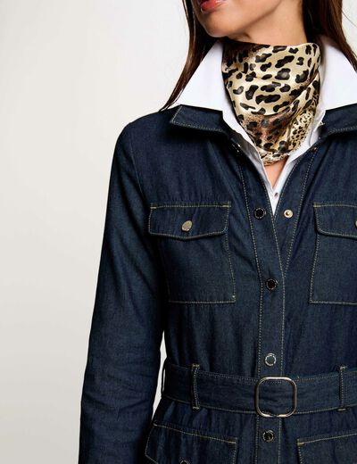 Vestido largo recto vaquero denim crudo mujer