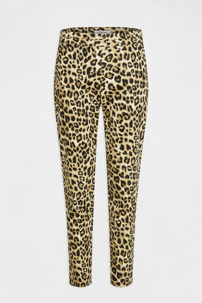 Pantalón cigarette estampado de leopardo multico mujer