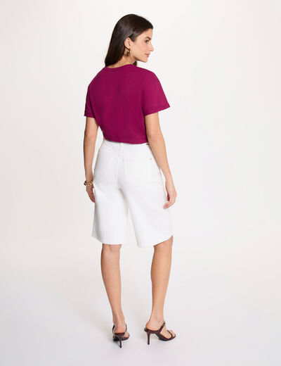 Camiseta de cuello redondo ciruela mujer
