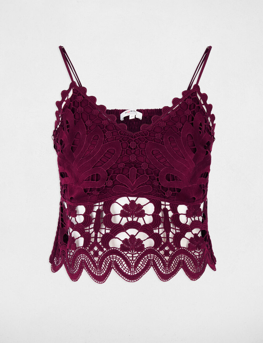 Crop top tirantes finos ciruela mujer