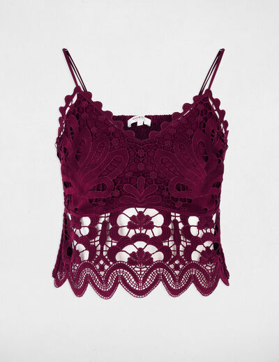 Crop top tirantes finos ciruela mujer