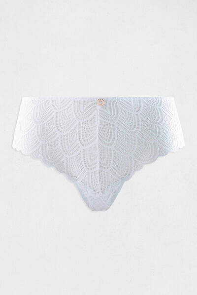 Shorty de encaje blanco mujer