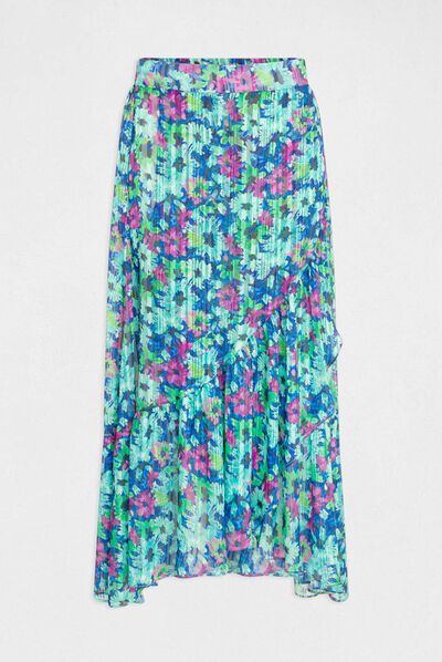 Falda larga acampanada estampado floral multico mujer