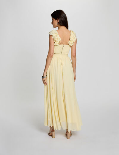 Vestido largo recto holgado amarillo pastel mujer