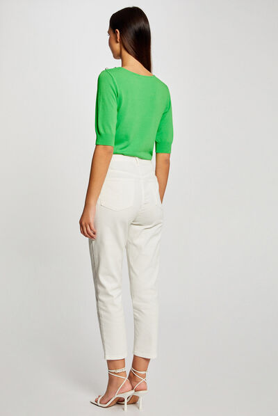 Jersey manga 3/4 con botones verde claro mujer