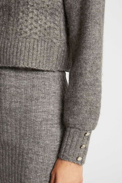 Vestido de punto ajustado efecto 2 en 1 gris anthracite mujer