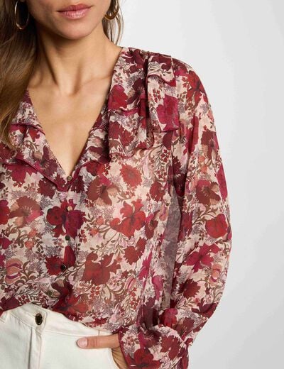 Blusa de gasa con cuello en v multicolor mujer