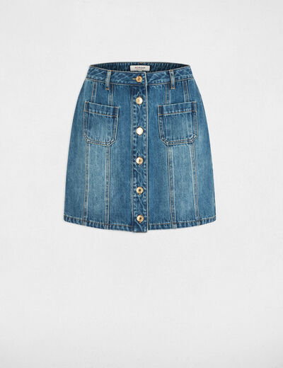 Falda corta ajustada denim stone mujer