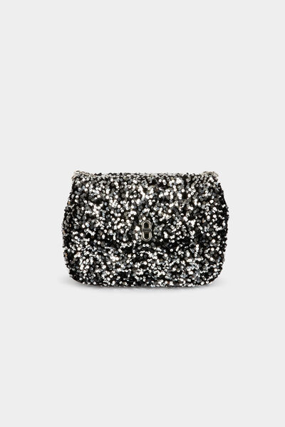 Bolso cartera de mano con lentejuelas plateado mujer
