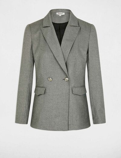 Chaqueta estampado de cuadros gris moyen mujer